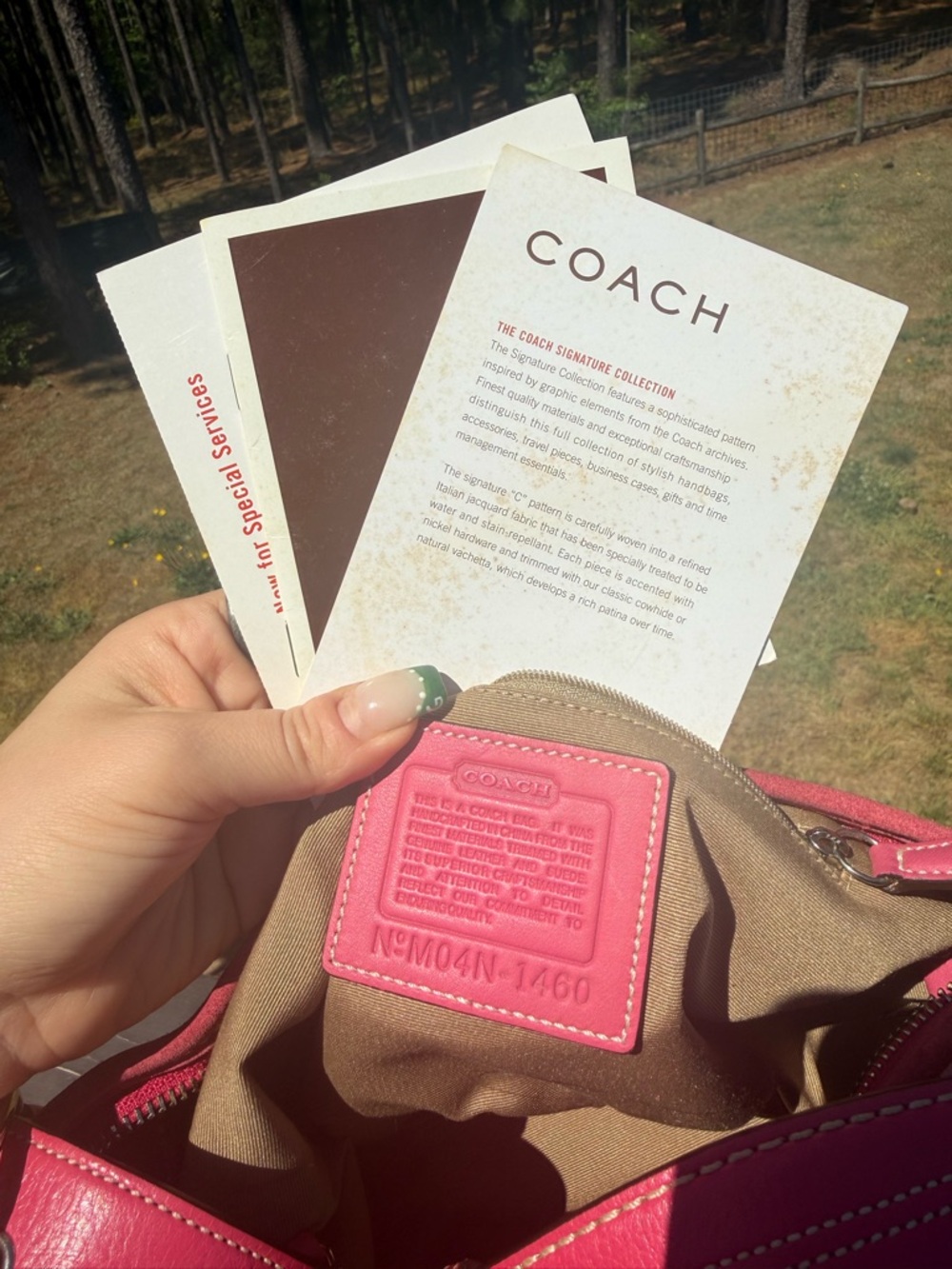 Coach Pink Signature Suede Hobo - Picture 7 of 7